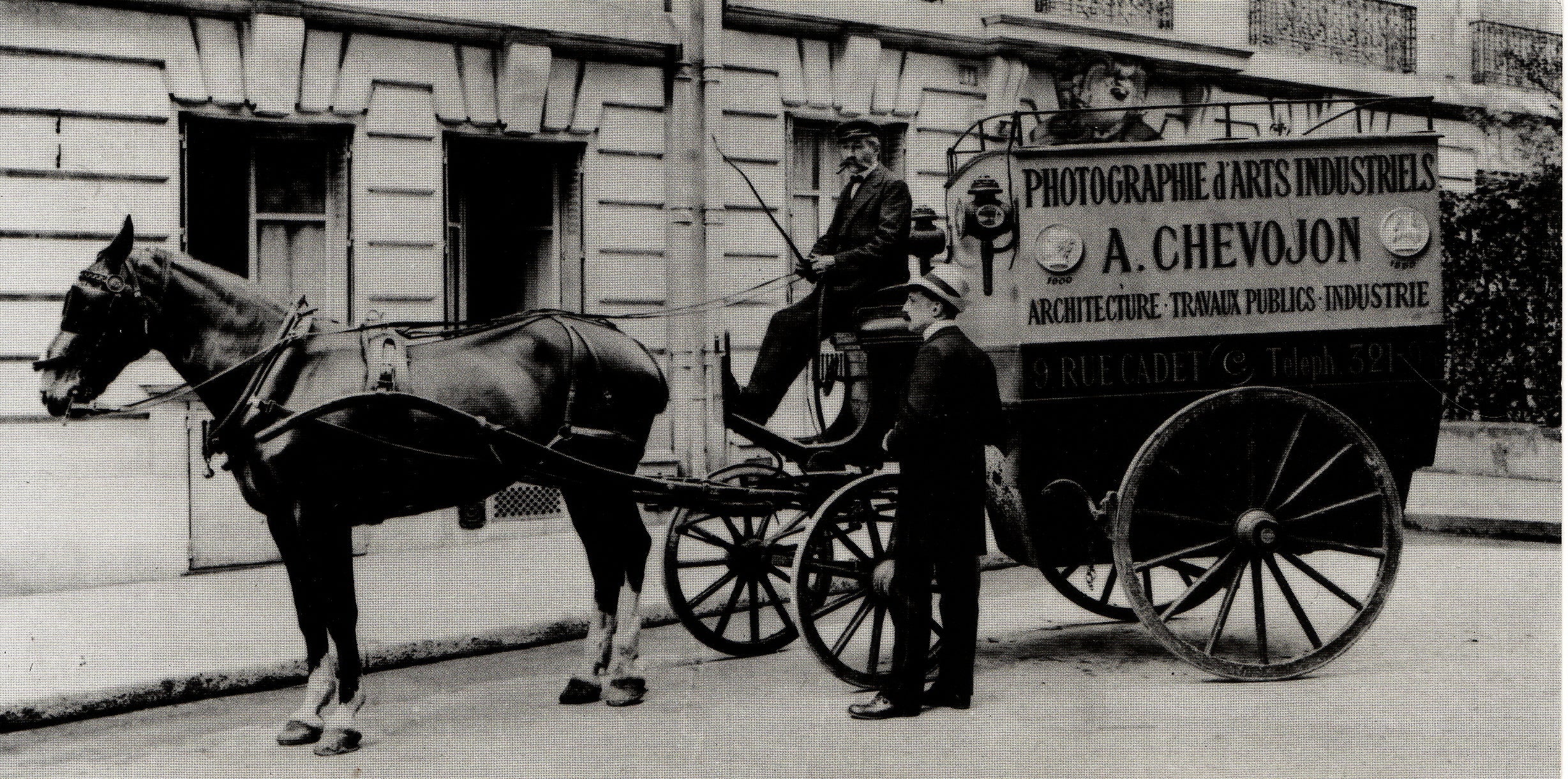 The Chevojon photography carriage on Rue Cadet, Paris, circa 1900.