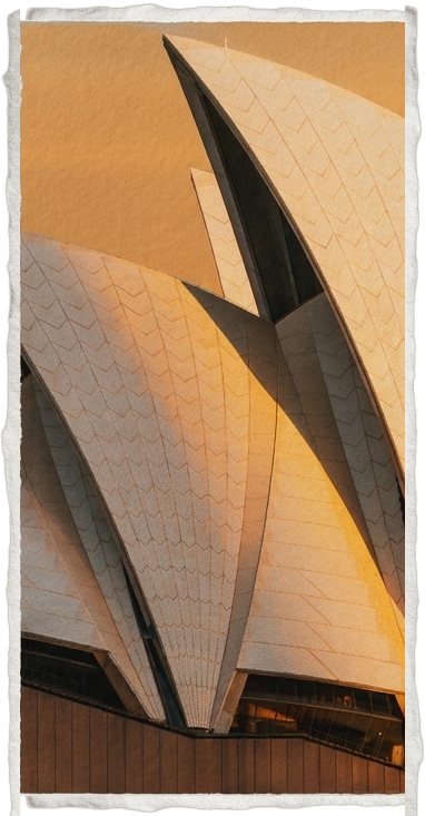 Smooth matte paper print, unframed, Sydney Opera House sails at sunset