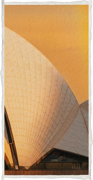 Textured matte paper print, unframed, Sydney Opera House sails at sunset