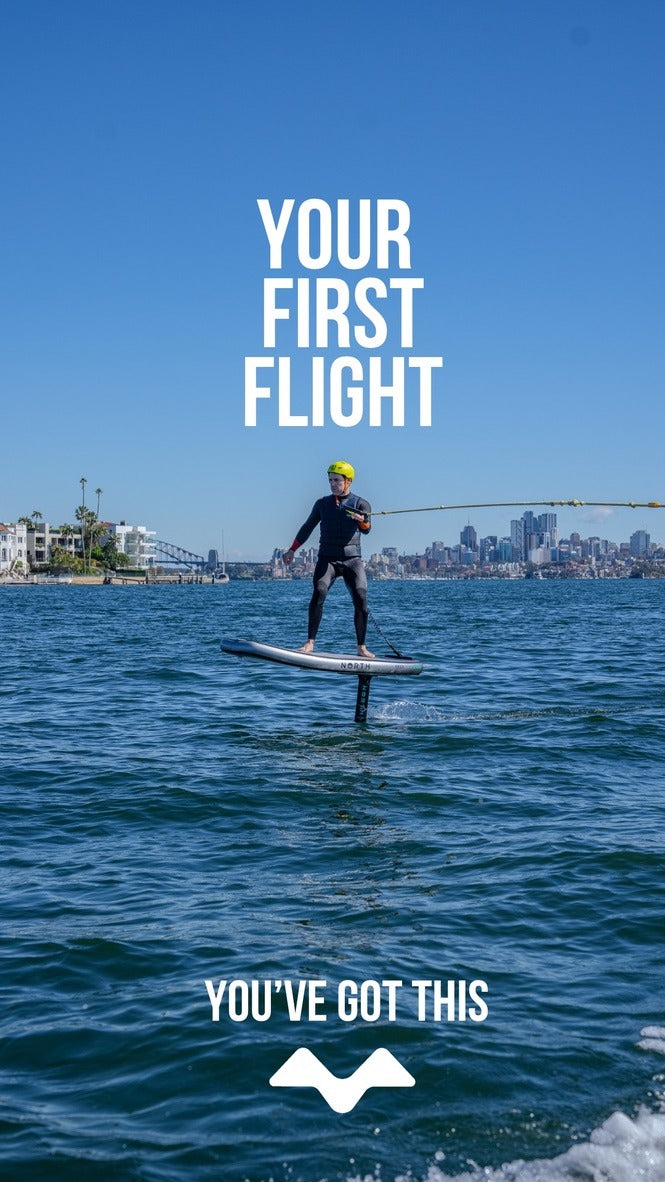 Hydrofoil Academy, Your First Flight campaign, foil rider on Sydney Harbour